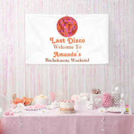 Roze Oranje Groovy Laatste disco Meidenavakantie W Spandoek