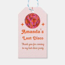 Roze Oranje Groovy Laatste disco vrijgezellenfeest Cadeaulabel