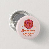 Roze Oranje Groovy Laatste disco vrijgezellenfeest Ronde Button 3,2 Cm (Voorkant /achterkant)
