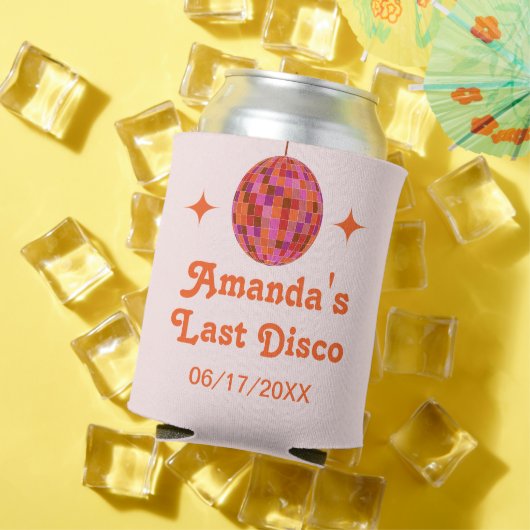 Roze Oranje Groovy Last disco Bachelorette Blikjeskoeler (Insitu Zomer)