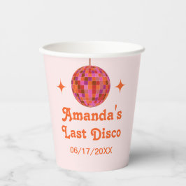 Roze Oranje Groovy Last disco Bachelorette Papieren Bekers
