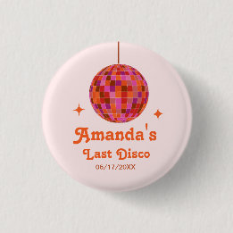 Roze Oranje Groovy Last disco Bachelorette Ronde Button 3,2 Cm
