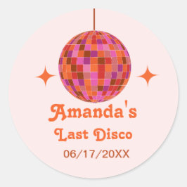 Roze Oranje Groovy Last disco Bachelorette Ronde Sticker