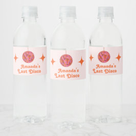 Roze Oranje Groovy Last disco Bachelorette Waterfles Etiket