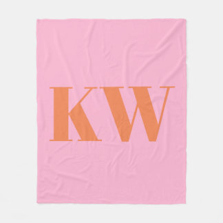 Roze Oranje Grote Gemonogrammeerde Initiaal Persoo Fleece Deken