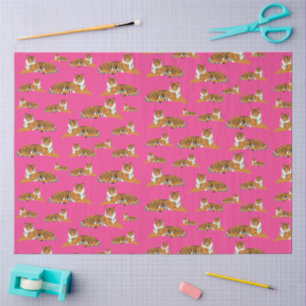 Roze Oranje Jungle Tijger Dierenpatroon Tissuepapier