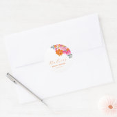 Roze & Oranje Levendige Zomer Bloem Bruidsdouche  Ronde Sticker (Envelop)