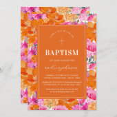 Roze & Oranje Levendige Zomertuin Kruisdoop Kaart (Voorkant / Achterkant)