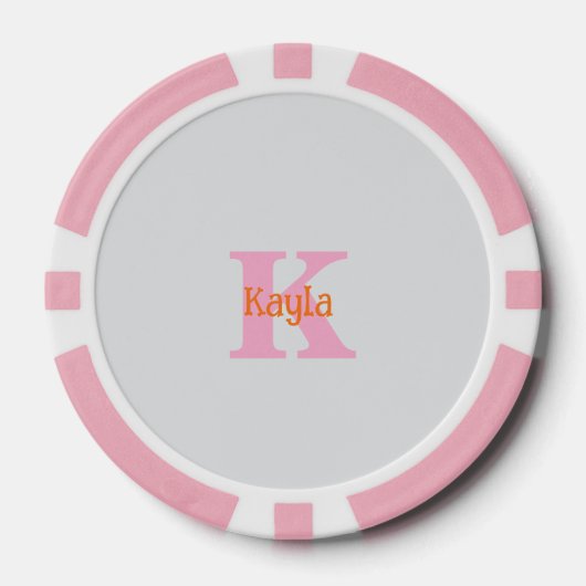 Roze Oranje Lichtgrijs Grijs Aangepaste Kleur Cade Poker Chips (Voorkant)