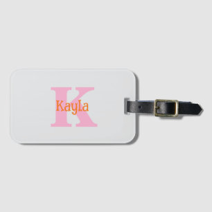 Roze Oranje Lichtgrijs Grijs Aangepaste Kleur Cool Bagagelabel