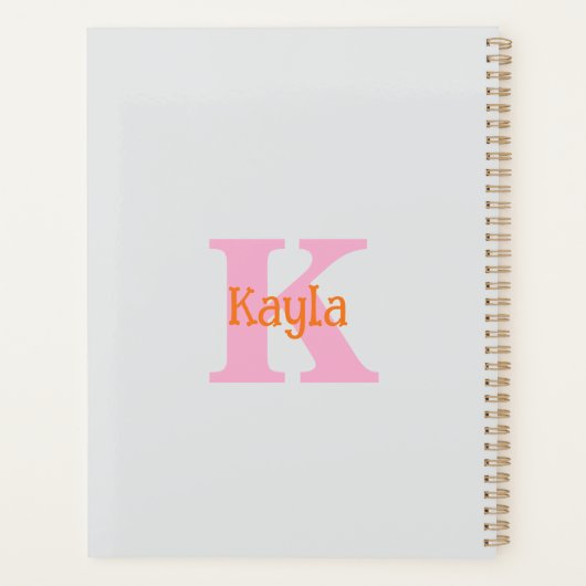 Roze Oranje Lichtgrijs Grijs Bruidsuitnodiging Huw Planner (Achterkant)