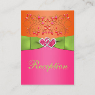 Roze, Oranje, Limoen Floral, Kaart hartslag