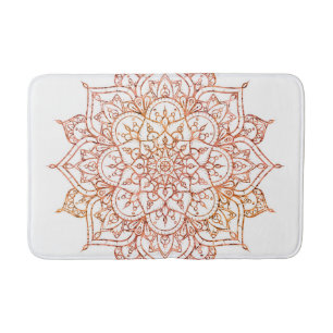 Roze & Oranje Mandala op Witte Glam Badmat