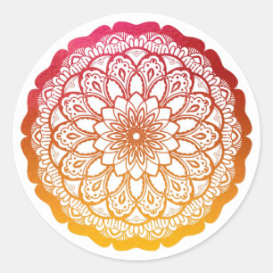roze oranje mandala ronde sticker