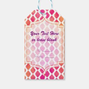 Roze & Oranje Marokkaanse moderne aangepaste gunst Cadeaulabel