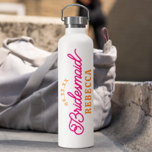 Roze Oranje Minimalistische Bruidsmeisje Waterfles