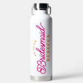 Roze Oranje Minimalistische Bruidsmeisje Waterfles (Voorkant)