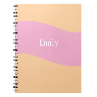 Roze Oranje Naam Monogram Retro Vet Notitieboek