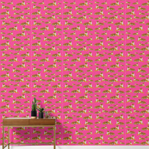 Roze Oranje Oerwoud tijger dierpatroon Behang