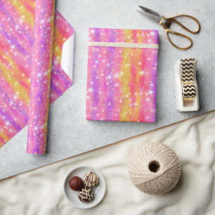 Roze Oranje Paarse Glitter Schitterend Patroon Cadeaupapier
