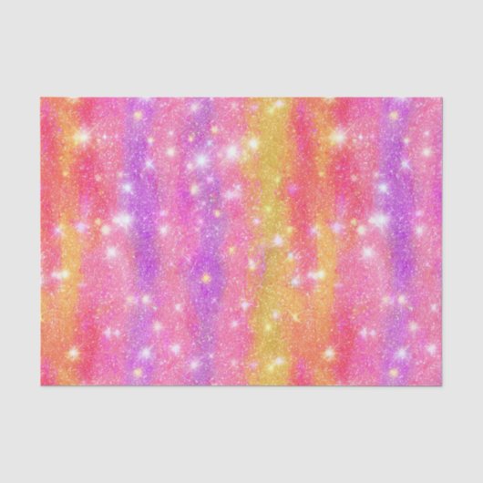 Roze Oranje Paarse Glitter Schitterend Patroon Tissuepapier (Voorkant)