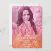 Roze Oranje Paarse GraduPartij Afstuderen Foto Kaart (Voorkant)