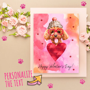 Roze Oranje Poodle Valentijnsdag Cadeau Feestdagenkaart