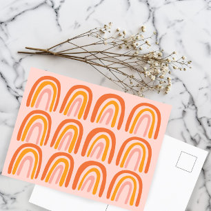 Roze Oranje regenboogpatronen Briefkaart