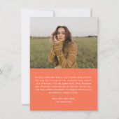 Roze Oranje retro Afstuderen foto aankondiging (Achterkant)