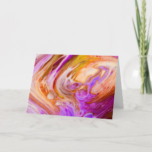 Roze Oranje Ring Giet Acryl Fluid Art Kaart