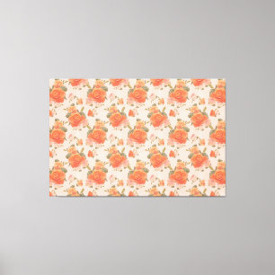 roze oranje roos bloemmotief bruiloft lente canvas afdruk