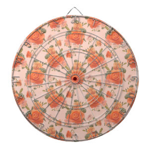 roze oranje roos bloemmotief bruiloft lente dartbord