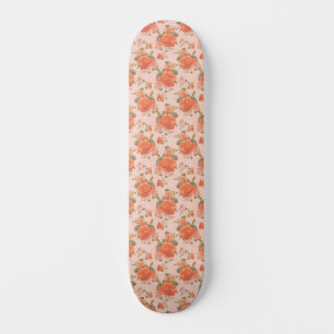 roze oranje roos bloemmotief bruiloft lente skateboard