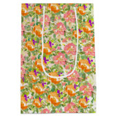 Roze Oranje Rozen Bloemen Medium Cadeauzakje (Achterkant)