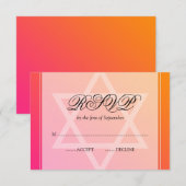 Roze Oranje ster van David Bat Mitzvah RSVP (Voorkant / Achterkant)