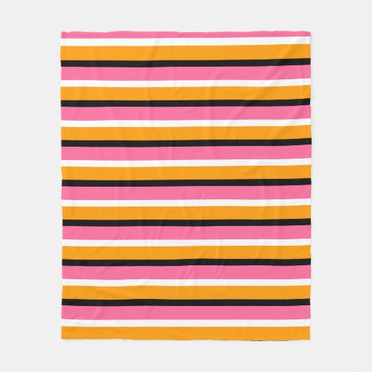 Roze Oranje strepen Horizontale lijnen Fleece Deken (Voorkant)