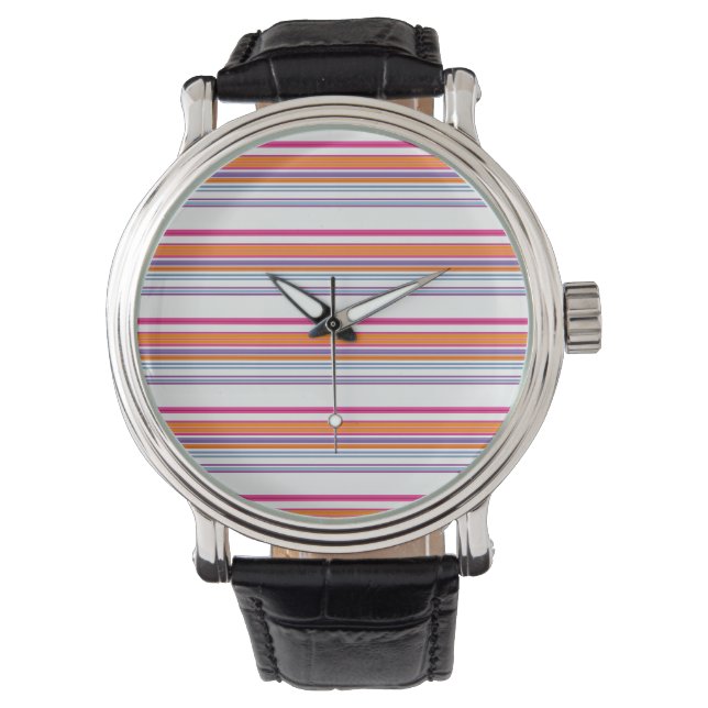 Roze oranje strepen horloge (Voorkant)