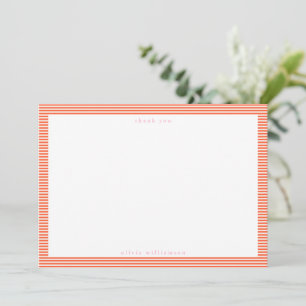 Roze Oranje Strepen Persoonlijke Naam Vintage Bedankkaart