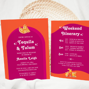 Roze & Oranje Sunset Tequila & Tulum Bachelorette Kaart