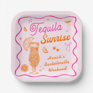 Roze Oranje Tequila Sunrise Meidenavakantie Papieren Bordje