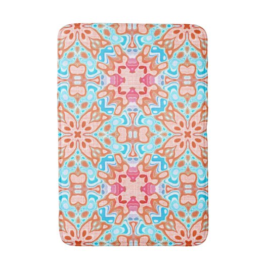 Roze Oranje Turquoise Retro Chic Mosaic Pattern Badmat (Voorkant Verticaal)