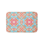 Roze Oranje Turquoise Retro Chic Mosaic Pattern Badmat (Voorkant)