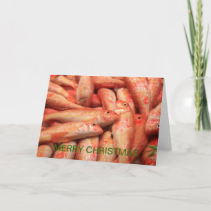 Roze/Oranje vis Vrolijke kerst Kaart