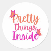 Roze Oranje vlinder  dingen binnen Ronde Sticker (Voorkant)