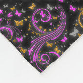 Roze oranje vlinderglitter werveling fleece deken (Hoek)
