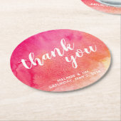 Roze Oranje Waterverf Bindende Onderzetter (Gebogen)