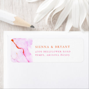 Roze Oranje Waterverf Return Address Etiket