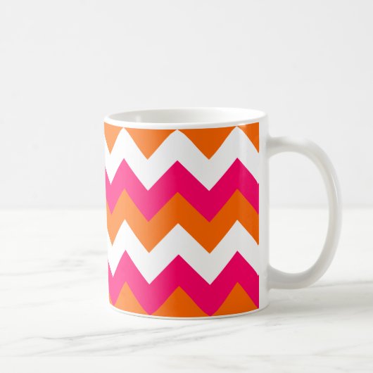 Roze Oranje witte zigzag Koffiemok (Rechts)