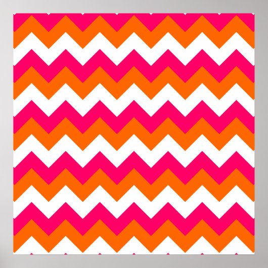 Roze Oranje witte zigzag Poster (Voorkant)