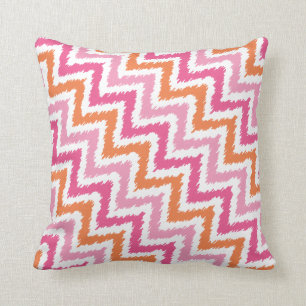Roze Oranje Zigzag Ikat Pattern Kussen